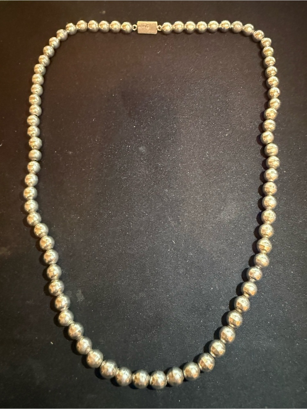 Vintage Taxco Mexico 925 Sterling Silver Ball Bead Necklace 25" Heavy 75g 6mm 7m